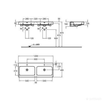 Будкрам купить iCon двойной Умывальник, 1200x485 мм, белый iCon двойной Умывальник, 1200x485 мм, белый 3