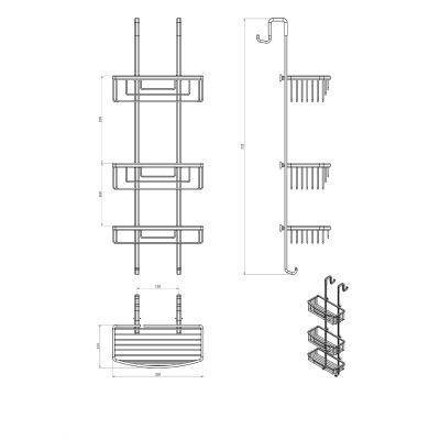 Будкрам купить Корзина душевая, тройная подвесная, хром Корзина душевая, тройная подвесная, хром 2