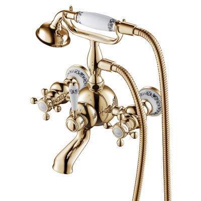 Будкрам купити Charlestone Ceramic Змішувач д/ванни зі стіни, шланг+ ручний душ, золото