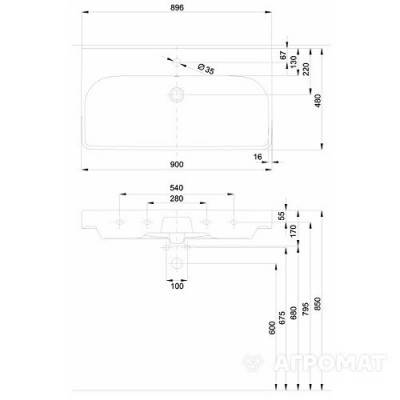 Будкрам купить TRAFFIC Умывальник мебельный 90 см TRAFFIC Умывальник мебельный 90 см 2
