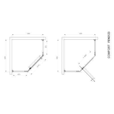 Будкрам купити COMFORT Кабіна душова, п'ятикут. 90х90, без піддона, скло прозоре COMFORT Кабіна душова, п'ятикут. 90х90, без піддона, скло прозоре 2