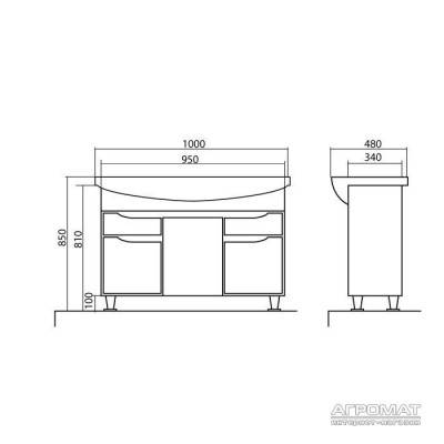 Будкрам купити РОДОРС Тумба з раковиною-100 New Klasik РОДОРС Тумба з раковиною-100 New Klasik 3