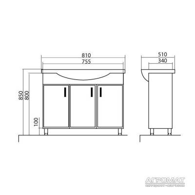 Будкрам купити АСОЛЬ Тумба з раковиною-80 Класік АСОЛЬ Тумба з раковиною-80 Класік 3
