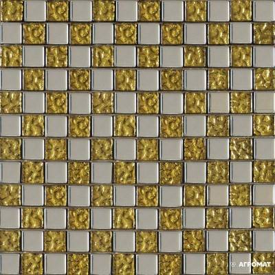 Будкрам купить Мозаика Микс шахматка платина - золото рельеф