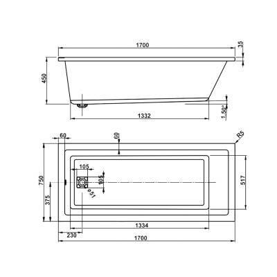 Будкрам купить VPBA170CAV2X-01 Cavallo Ванна 170x75 VPSET001, ярко белый VPBA170CAV2X-01 Cavallo Ванна 170x75 VPSET001, ярко белый 3