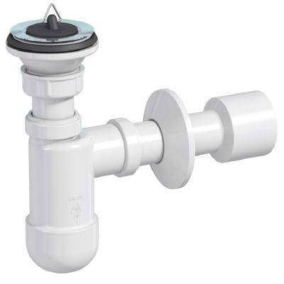Будкрам купити Сифон для умивальника Basic телескопічний, традiцiйна гумова пробка, зливна трубка d32/50 з розеткою
