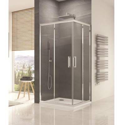 Будкрам купити OCELIA Кутове огородження з двостворковими розсувними дверима 900х900х1900, скло прозоре, проф.алюм.хром