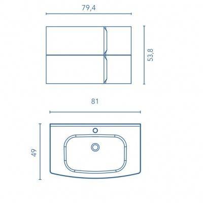 Будкрам купити Тумба WAVE 80 на 2 ящики, матова сіра + раковина керамічна Trend, Тумба WAVE 80 на 2 ящики, матова сіра + раковина керамічна Trend, 3
