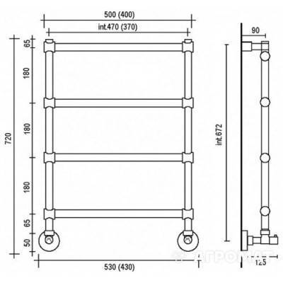Будкрам купити SOLE Рушникосушка, міжвісь 470мм (535x713,5мм), 4 секції, хром SOLE Рушникосушка, міжвісь 470мм (535x713,5мм), 4 секції, хром 2