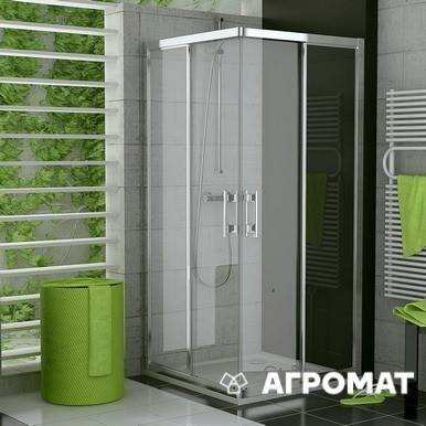 Будкрам купити TOP-LINE Кутове огородження з двостворковими розсувними дверима 900х900х1900, скло прозоре, проф.алюм.хром