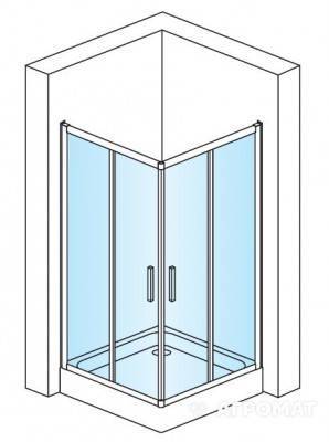 Будкрам купити TOP-LINE Кутове огородження з двостворковими розсувними дверима 900х900х1900, скло прозоре, проф.алюм.хром TOP-LINE Кутове огородження з двостворковими розсувними дверима 900х900х1900, скло прозоре, проф.алюм.хром 2