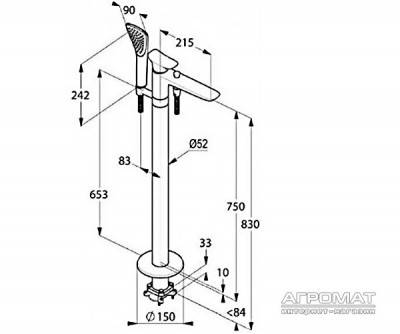 Будкрам купить Ambienta Смеситель для ванны, пола Ambienta Смеситель для ванны, пола 2