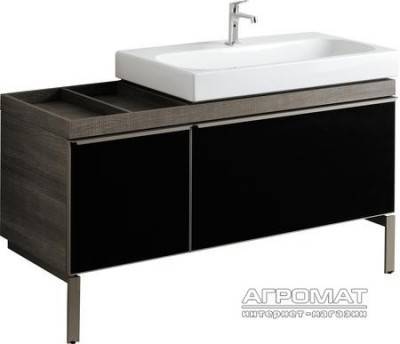 Будкрам купить Citterio Шкафчик под умывальник 1134х554х504 мм, с полочкой слева, корпус: темный дуб, фасад: стеклянная п