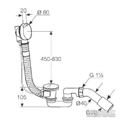Будкрам купити Rotexa 2000 Сифон д/ванни Rotexa 2000 Сифон д/ванни 2