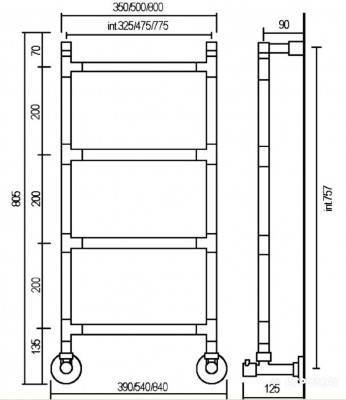 Будкрам купить SERENO Полотенцесушитель, межосевое 475мм (540x801,5mm), 4 секции, хром SERENO Полотенцесушитель, межосевое 475мм (540x801,5mm), 4 секции, хром 2