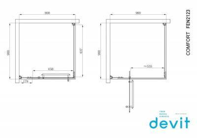Будкрам купити COMFORT Кабіна душова, квадр., 90х90, без піддона, скло прозоре COMFORT Кабіна душова, квадр., 90х90, без піддона, скло прозоре 2