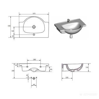 Будкрам купити NATI Раковина-60 з  отв.центр NATI Раковина-60 з  отв.центр 3