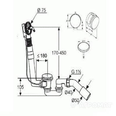 Будкрам купити Rotexa Multi Сифон д/ванни, з наповненням Rotexa Multi Сифон д/ванни, з наповненням 2