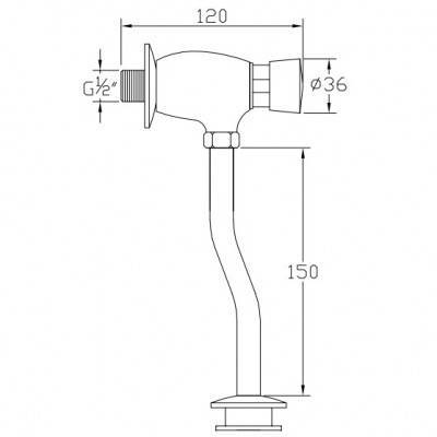 Будкрам купити Зливний механізм для уриналу, хром Зливний механізм для уриналу, хром 2