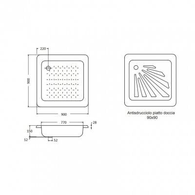Будкрам купити Піддон сталевий Smavit 90х90х16 білий Піддон сталевий Smavit 90х90х16 білий 2
