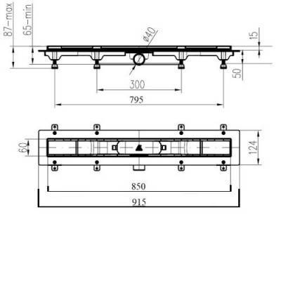 Будкрам купить Душевой канал 850мм с матовой решеткой Гармония с кромкой из нержавеющей стали Душевой канал 850мм с матовой решеткой Гармония с кромкой из нержавеющей стали 2