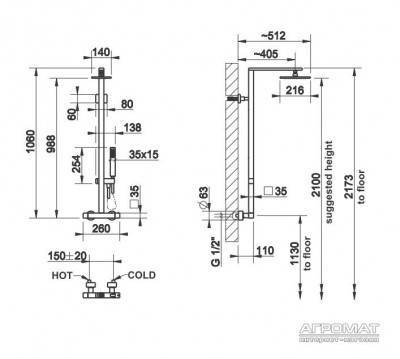 Будкрам купити Rettangolo Душова колона Rettangolo Душова колона 2