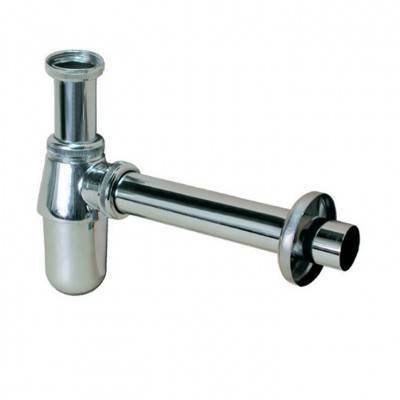 Будкрам купити Сифон для умивальника латунний, хромований, з накидною гайкою 5/4", зливна трубка d32 з розеткою