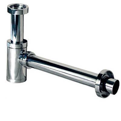 Будкрам купити Сифон для умивальника латунний, хромований, круглий з накидною гайкою 5/4", зливна трубка d32 з розеткою