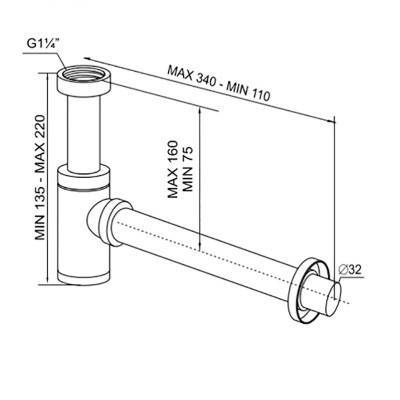 Будкрам купить Сифон для умывальника латунный, хромированный, круглый с накидной гайкой 5/4", сливная трубка d32 с розеткой Сифон для умывальника латунный, хромированный, круглый с накидной гайкой 5/4", сливная трубка d32 с розеткой 2