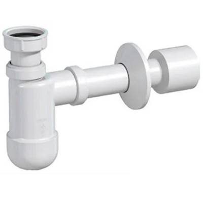 Будкрам купити Cифон для умивальника Basic телескопічний, з накидною гайкою 5/4", зливна трубка d32/50 з розеткою