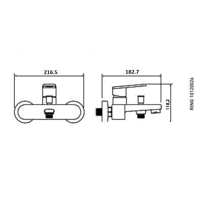 Будкрам купить RING Настенный смеситель для ванны-душа RING Настенный смеситель для ванны-душа 2