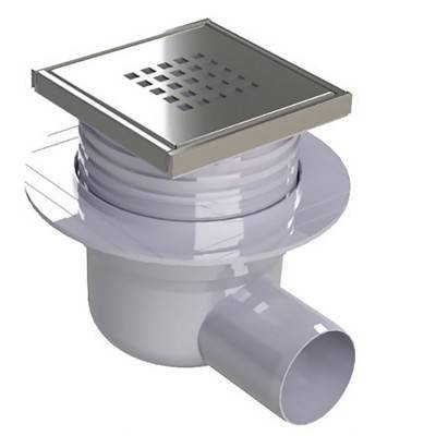 Будкрам купить Трап решетка нержавеющая сталь CUBO 106х106мм, горизонтальный слив d50