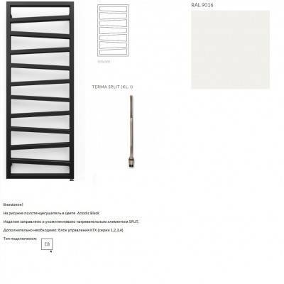 Будкрам купить Полотенцесушитель электрический Terma ZIGZAG 835*500 , цвет Ral 9016 (белый глянец), подключение E8, Split 300 W
