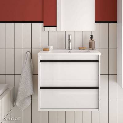 Будкрам купить Attila 600 Комплект мебели для ванной комнаты: тумба под раков. 600мм раковина 610х460, цвет белый глянец