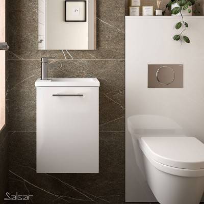 Будкрам купить MICRO 400, комплект мебели, тумба раковина, цвет белый глянец