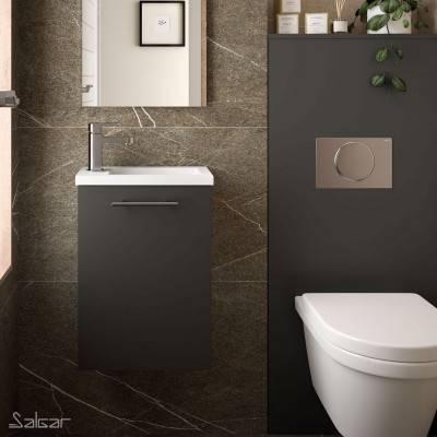 Будкрам купить Micro комплект мебели тумба раковина, цвет серый мат