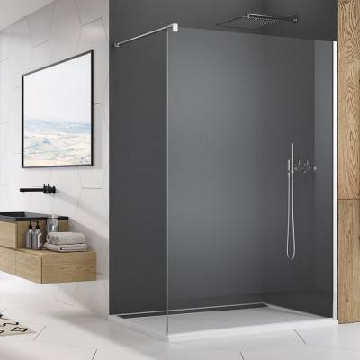 Будкрам купити WALK-IN EASY Душова фіксована перегородка, скло прозоре, проф.алюм-хром