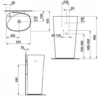 Будкрам купити  PALOMBA Раковина підлогова, з 1 отв. для змішувача, білий  PALOMBA Раковина підлогова, з 1 отв. для змішувача, білий 2
