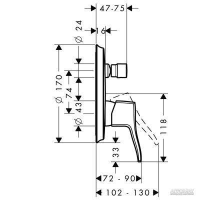 Будкрам купити Metris Classic Зовнішня частина змішувача д/ванни Metris Classic Зовнішня частина змішувача д/ванни 2