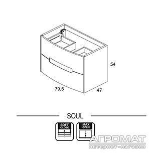 Будкрам купити SOUL Тумба-80 д/раковини біл./чорн. SOUL Тумба-80 д/раковини біл./чорн. 2