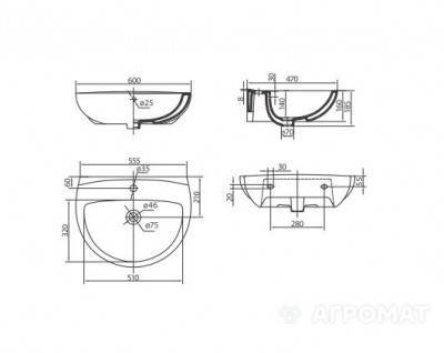 Будкрам купити FREJA Умивальник 60 см з центральним отвором, білий FREJA Умивальник 60 см з центральним отвором, білий 2
