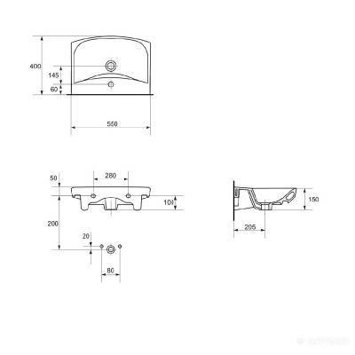 Будкрам купити CARINA Раковина-55 з отв. CARINA Раковина-55 з отв. 2