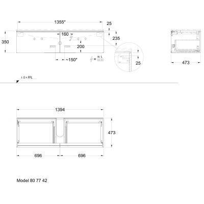 Будкрам купить Xeno2 Шкафчик под умывальник 1395х350х475 мм, 2 ящика, серый дуб Xeno2 Шкафчик под умывальник 1395х350х475 мм, 2 ящика, серый дуб 2