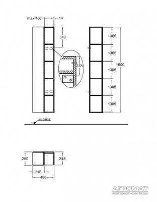 Будкрам купить Citterio Шкафчик боковой, высокий, с зеркалом, 400х1600х250мм, структура корпуса: темный дуб Citterio Шкафчик боковой, высокий, с зеркалом, 400х1600х250мм, структура корпуса: темный дуб 2