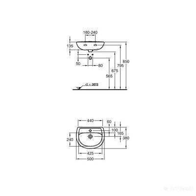 Будкрам купить Renova №1 Умывальник с отв., с переливом 500х380мм, белый Renova №1 Умывальник с отв., с переливом 500х380мм, белый 2