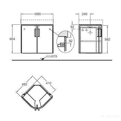Будкрам купить Renova №1 Comprimo Шкафчик под умывальник угловой, 690х604 мм, длина стороны 482 мм, корпус белый мат/фасад белый глянец Renova №1 Comprimo Шкафчик под умывальник угловой, 690х604 мм, длина стороны 482 мм, корпус белый мат/фасад белый глянец 2