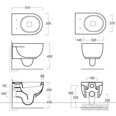 Будкрам купить - E-LINE, Унитаз подвесной, белый, крепление - хром - E-LINE, Унитаз подвесной, белый, крепление - хром 3