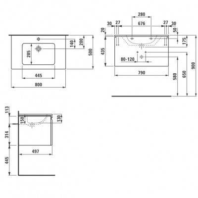 Будкрам купить Pro S Тумба с раковиной-80 с 1 ящиком, белый, глянц. Pro S Тумба с раковиной-80 с 1 ящиком, белый, глянц. 3