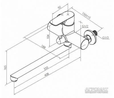 Будкрам купить Origin Top Смеситель для ванны и душа, излив 350 мм Origin Top Смеситель для ванны и душа, излив 350 мм 2
