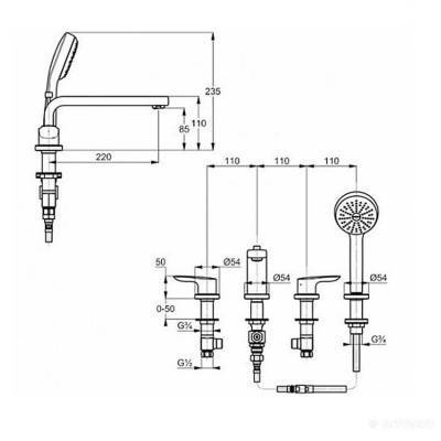 Будкрам купить Tercio new Смеситель 4-отв. для ванны Tercio new Смеситель 4-отв. для ванны 3